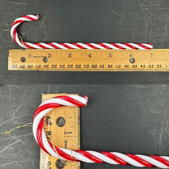 Vtg Red White Hard Plastic Twisted Candy Cane Ornament Christmas Holiday 7 inch - Picture 3 of 8